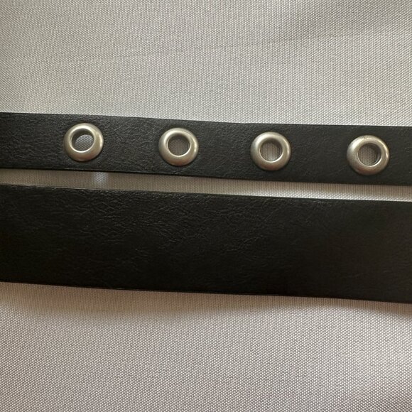 Brandy Melville Belts Lot of 2 Black Faux Leather Silver Buckle Rivet Holes - Picture 12 of 15